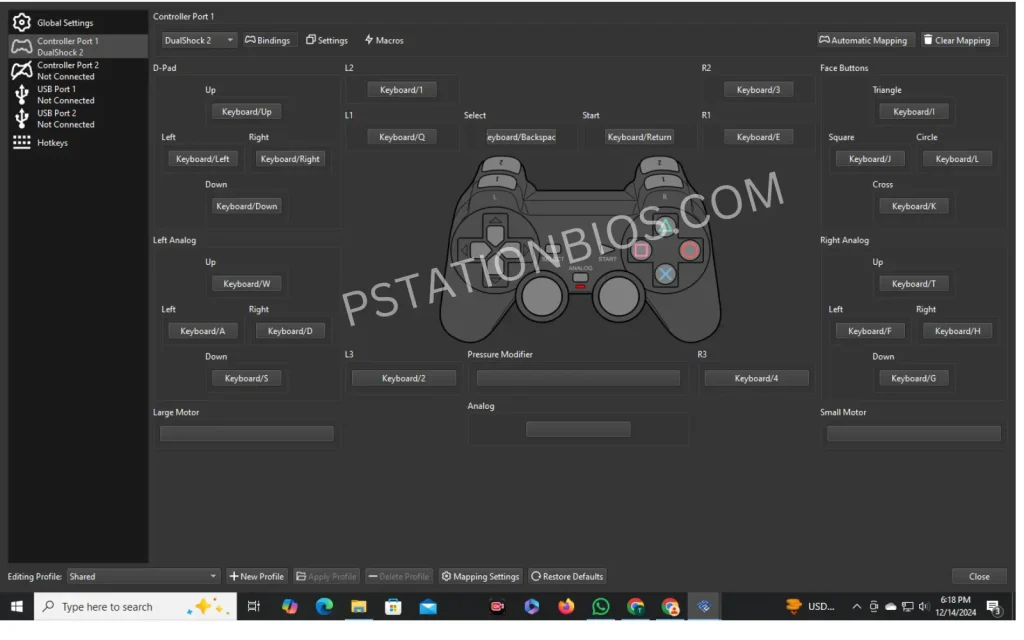 gamepad settings pstationbios